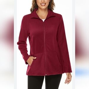 Hibelle Women's Outdoor Fullzip Thermal Fleece Sports Jacket Wine Red Size XL